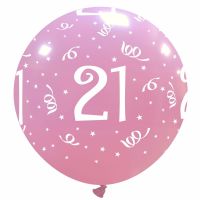 32" Pink Age 21 Latex Balloon 1Ct
