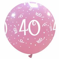 32" Pink Age 40 Latex Balloon 1Ct
