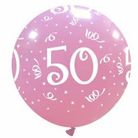 32" Pink Age 50 Latex Balloon 1Ct