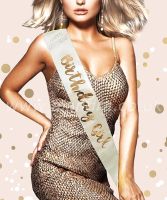 Cream & Gold Birthday Girl Sash 1ct