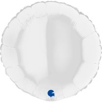 Round 18" White Foil Balloon GRABO Flat