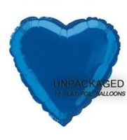 Royal Blue - Heart Shape - 18" foil balloon (Pack of 12, Flat)