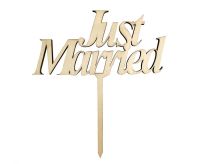 Wooden Just Married Cake Topper 1ct