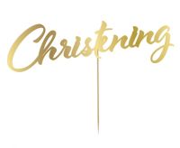 Christening Gold Acrylic Cake Topper 1ct