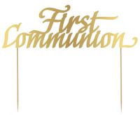 First Communion Gold Acrylic Cake Topper