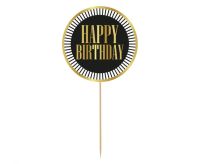 Black & Gold Party Birthday Cake Topper 1ct