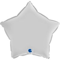 Star 18" Satin White Foil Balloon GRABO Flat