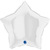Star 18" White Foil Balloon GRABO Flat