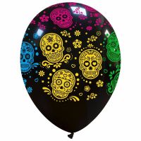 Sugar Skulls 12" Halloween Latex Balloons 25Ct