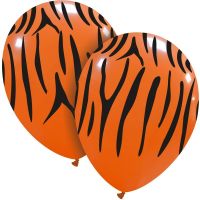 Superior 12" Orange/Black Tiger Print Latex 25ct