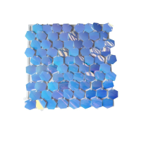 Pearlised Blue Sequin Wall Panel Hexagonal 30x30cm
