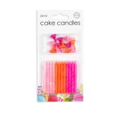 24 Cake candles + 12 holders pink 12ct