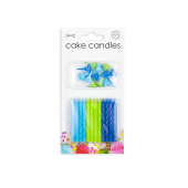 24 Cake candles + 12 holders blue 12ct