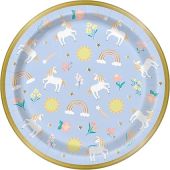 Dainty Unicorn Party Paper Plates -23 cm -8 ct