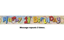 Happy 11th Birthday Prismatic Banner - 12Ft.