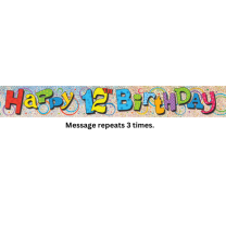 Happy 12th Birthday Prismatic Banner - 12Ft.