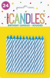 BLUE SPIRAL CANDLES (24ct) - Pack of 12