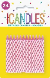 PINK SPIRAL CANDLES (24ct) - Pack of 12