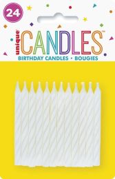 WHITE SPIRAL CANDLES (24ct) - Pack of 12