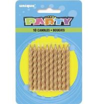 Gold Spiral Birthday Candles 10ct