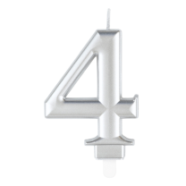Numeral 4 Silver Metallic Candle (Box of 6)