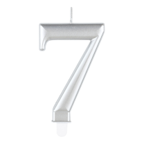Numeral 7 Silver Metallic Candle (Box of 6)