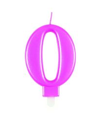 Numeral 0 Pink Metallic Candle (Box of 6)