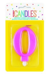 Numeral 0 Pink Metallic Candle (Box of 6)