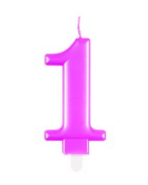 Numeral 1 Pink Metallic Candle (Box of 6)
