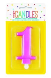 Numeral 1 Pink Metallic Candle (Box of 6)