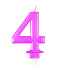 Numeral 4 Pink Metallic Candle (Box of 6)