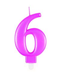 Numeral 6 Pink Metallic Candle (Box of 6)