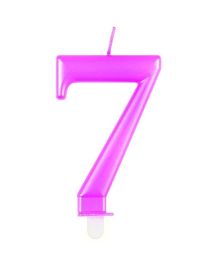 Numeral 7 Pink Metallic Candle (Box of 6)