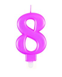 Numeral 8 Pink Metallic Candle (Box of 6)