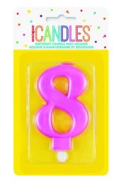 Numeral 8 Pink Metallic Candle (Box of 6)