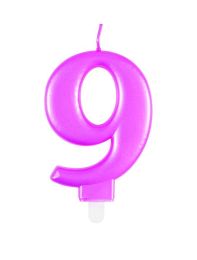 Numeral 9 Pink Metallic Candle (Box of 6)