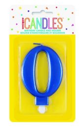 Numeral 0 Blue Metallic Candle (Box of 6)