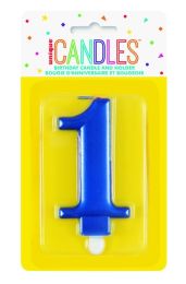 Numeral 1 Blue Metallic Candle (Box of 6)