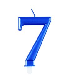 Numeral 7 Blue Metallic Candle (Box of 6)