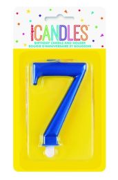 Numeral 7 Blue Metallic Candle (Box of 6)