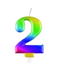Numeral 2 Rainbow Metallic Candle (Box of 6)