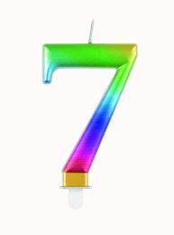 Numeral 7 Rainbow Metallic Candle (Box of 6)
