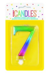 Numeral 7 Rainbow Metallic Candle (Box of 6)