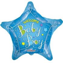 Welcome Baby Blue Star 18" Foil Balloon (Packed)
