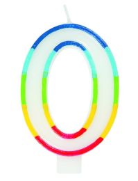 Numeral 0 Rainbow Border Candle (Box of 6)