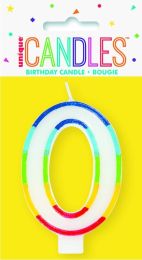 Numeral 0 Rainbow Border Candle (Box of 6)