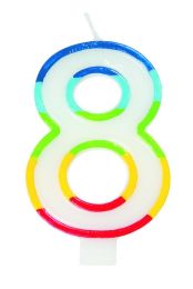 Numeral 8 Rainbow Border Candle (Box of 6)