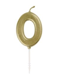 Numeral 0 Mini Gold Birthday Candle (Box of 6)