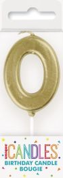Numeral 0 Mini Gold Birthday Candle (Box of 6)