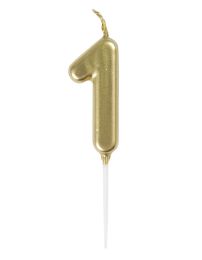 Numeral 1 Mini Gold Birthday Candle (Box of 6)